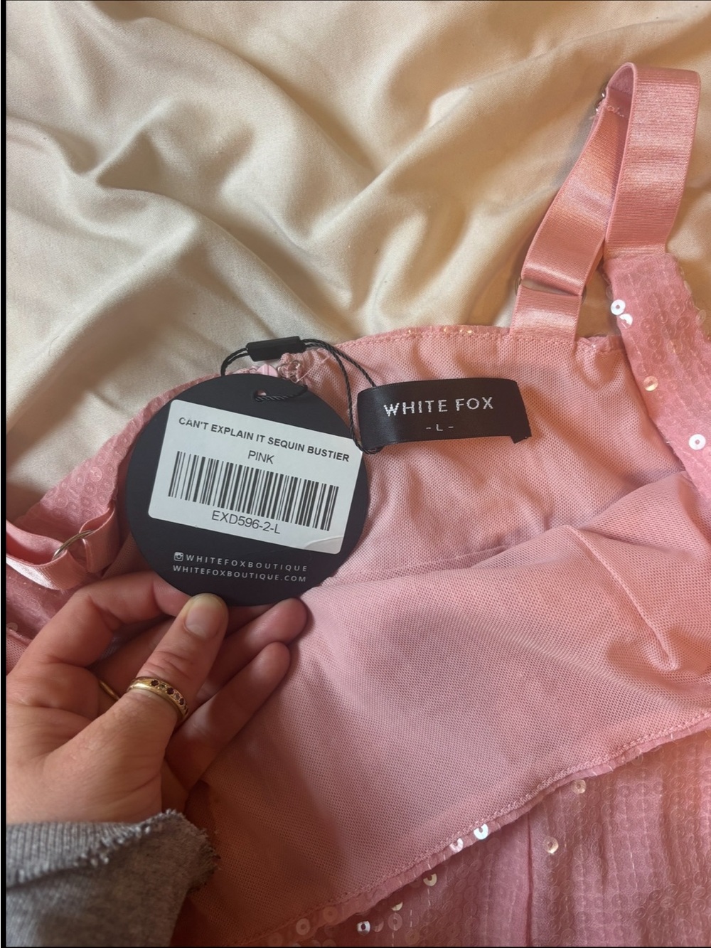 Brand new! Pink Sequin Scoop Neck Tank Top Can't Explain It Sequin Bustier Pink - Picture 4 of 5